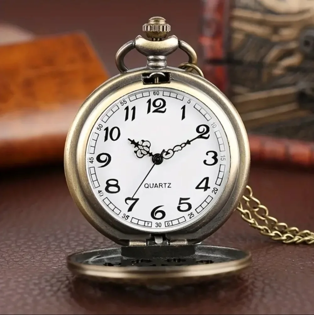 New mens spider web bronze pocket watch with necklace chain